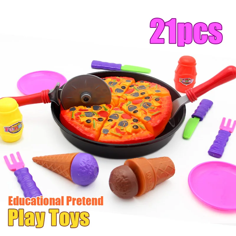 21 шт. красочные миниатюрные Еда с Пластик игрушки Кухня пицца Игрушки для девочек