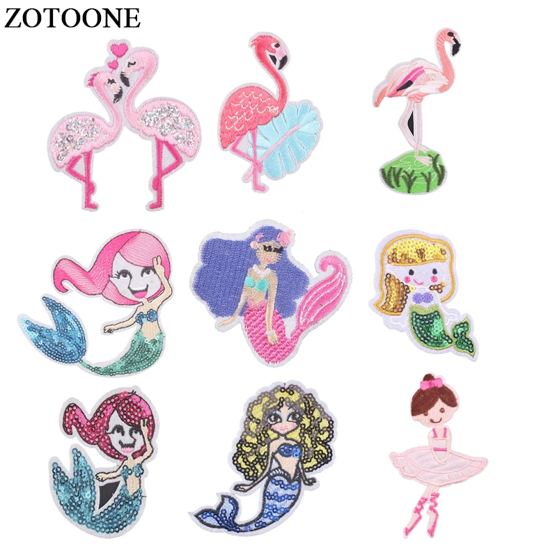 ZOTOONE утюжок на фламинго аппликации для одежду глажка наклейки девочек полоски