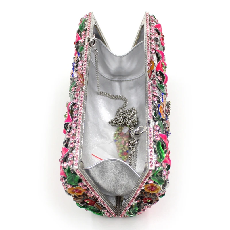 

Floral 7 Colors Multi-Colored Dimond Women Clutches Bag For Party Butterfly Dinner Evening Clutch Purse Crystal Shoulder Handbag