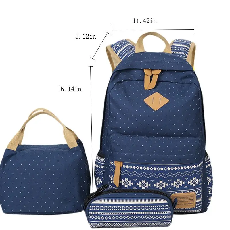 Preppy Stylish Canvas Printing Backpack Women School Bags for Teenage Girls Cute Black Set Travel Backpacks Female Bagpack | Багаж и сумки