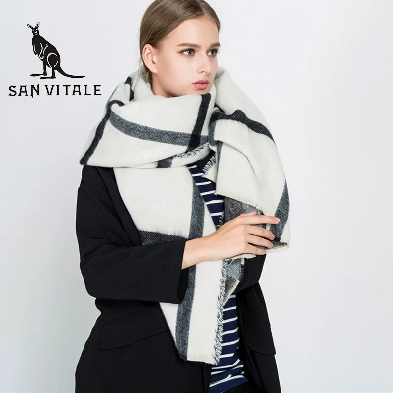 SZ1735 SAN VITALE, женские шали, палантины, зимний теплый шарф, роскошный бренд, мягкие, модные, плотные, клетчатые, шерстяные, кашемировые шарфы для женщин - Цвет: SZ1735