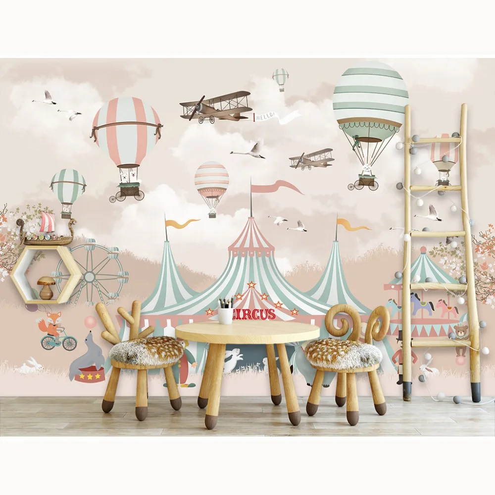 Детские Настенные бумажные Мультяшные воздушные шары цирковые обои настенные