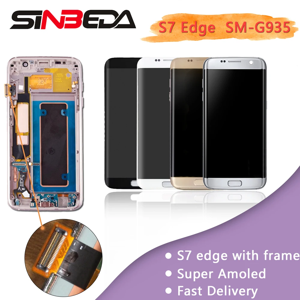 

ЖК-дисплей AMOLED 5,5 для Samsung Galaxy S7 Edge G935/G935F/G935A, дисплей с сенсорным экраном и дигитайзером в сборе, с рамкой, оригинал