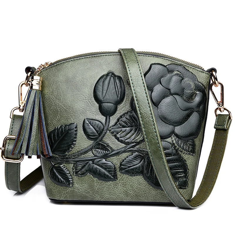 Женская сумка через плечо винтажная мессенджер с кисточками в стиле ретро