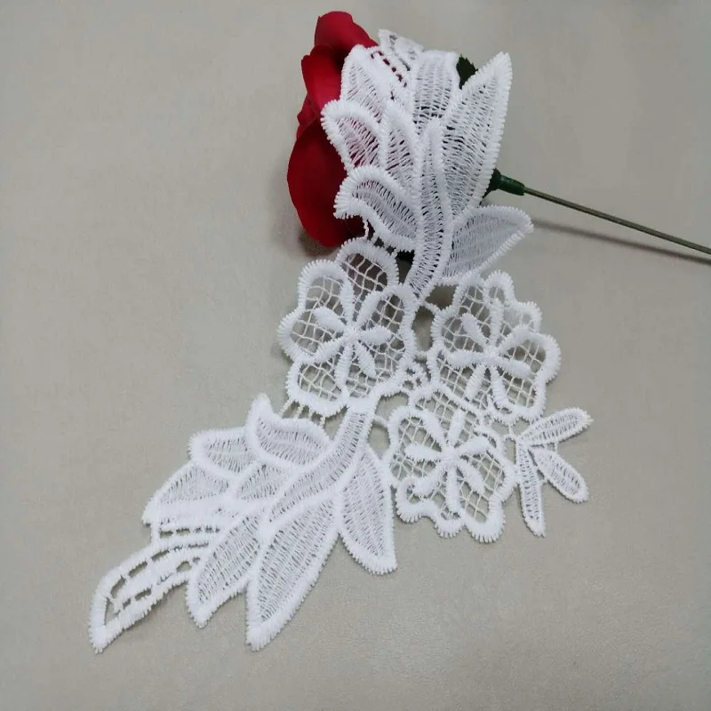 2 Pcs Lace Collar Beautiful Flower and Heart Venise Applique Trim Fabric Sewing Supplies Neckline | Дом и сад
