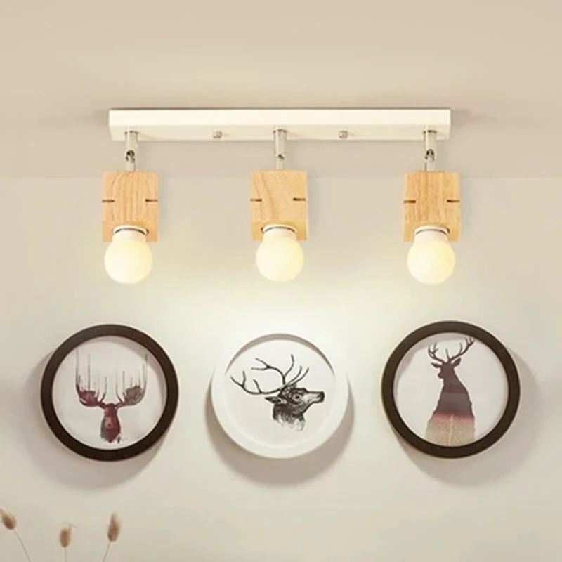 Светодиодный деревянный Точечный светильник в скандинавском стиле s образный