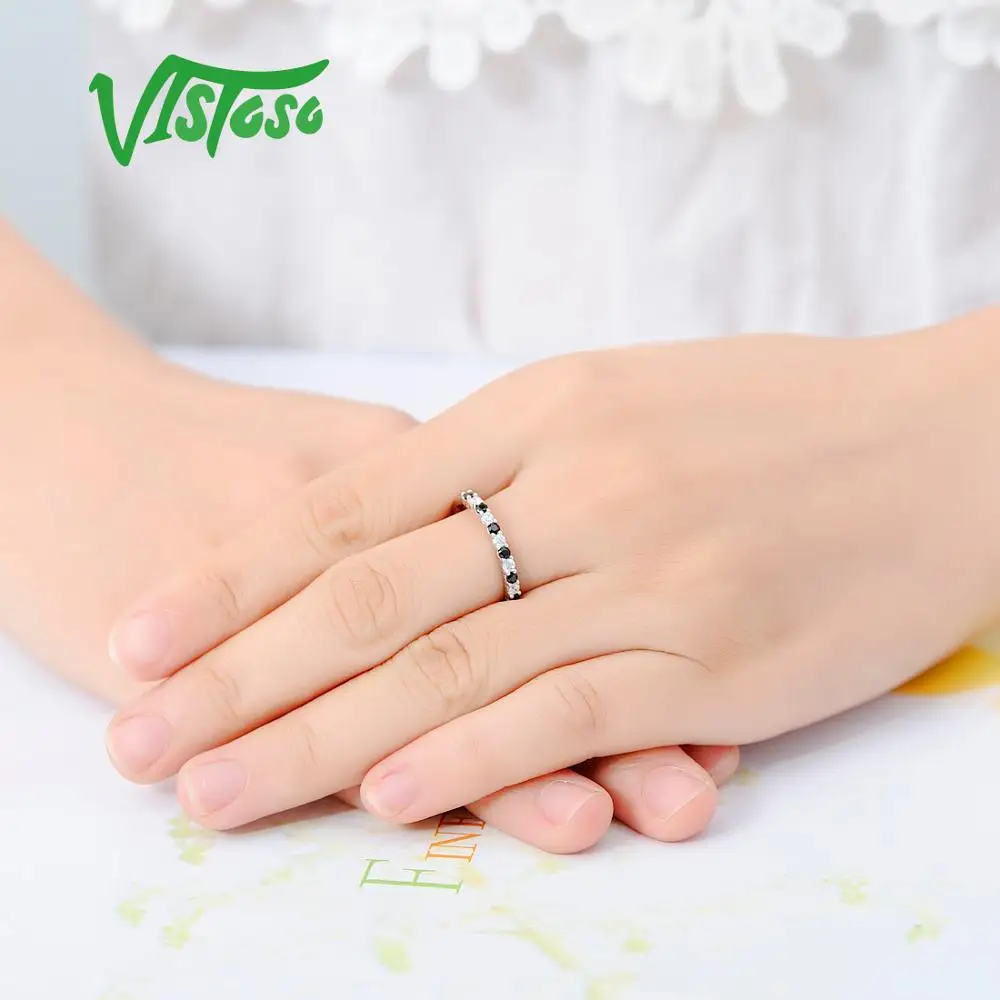 VISTOSO Серебряное кольцо для Для женщин помолвки свадьбы годовщины ослепительно