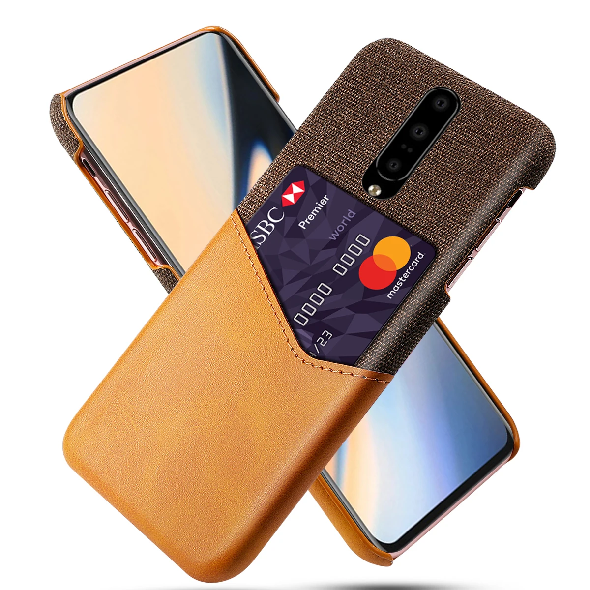 For Oneplus 7 Case PU Leather Card Holder Splicing Soft Fabric Cloth Slim Cover for Pro One Plus Shockproof |
