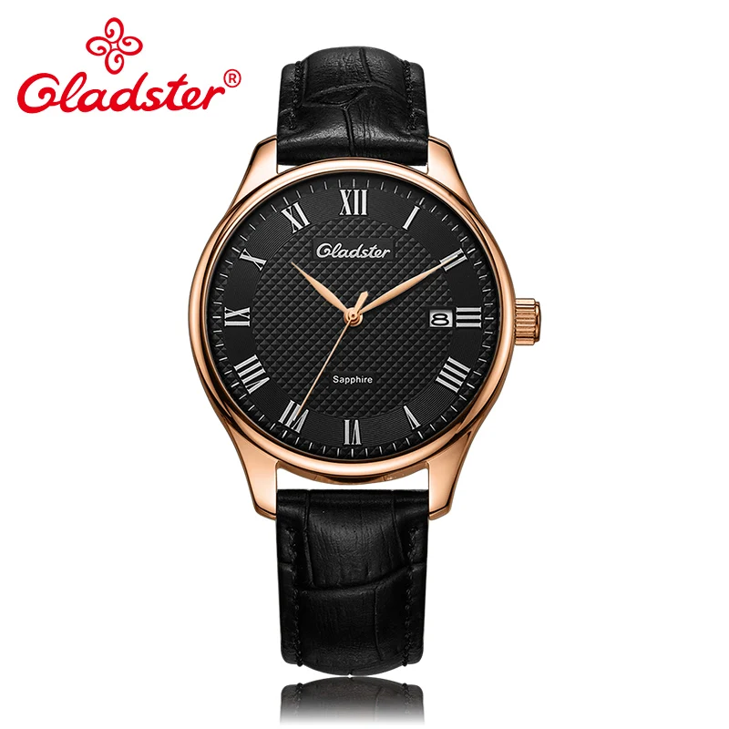 Мужские наручные часы Gladster роскошные японские MIYOTA2315 с кожаным ремешком простые
