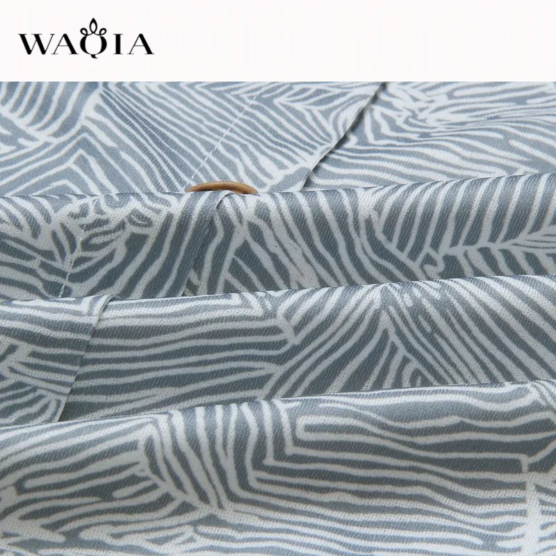 WAQIA Sexy Bow Backless Printed Beach Summer Dress Women 2019 Ruffles Strapless Buttons Black Pink Off Shoulder Midi Dresses | Женская