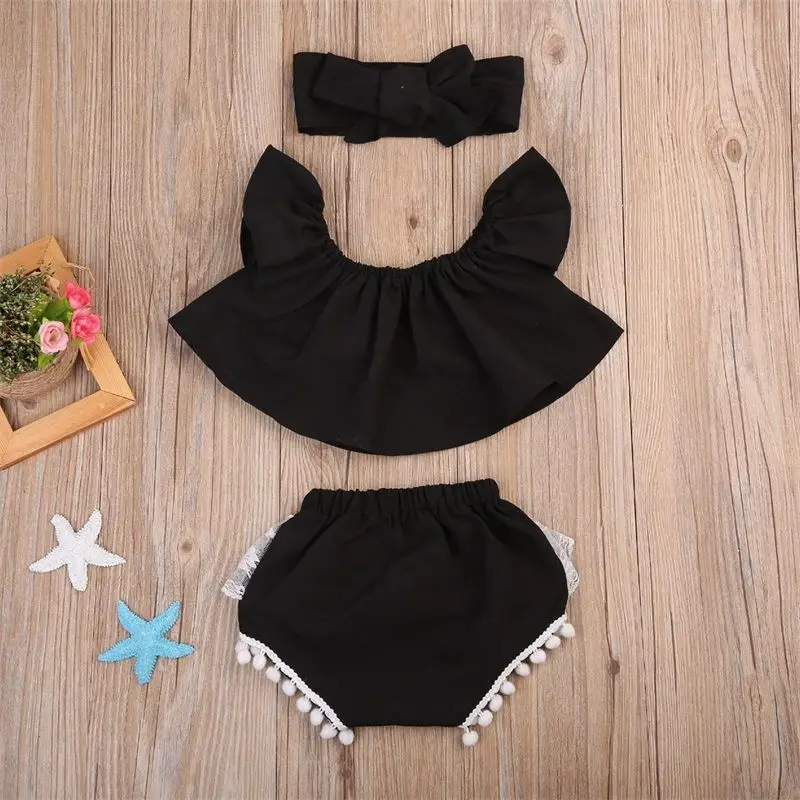 Комплект одежды из 3 предметов для новорожденных и маленьких девочек топы с