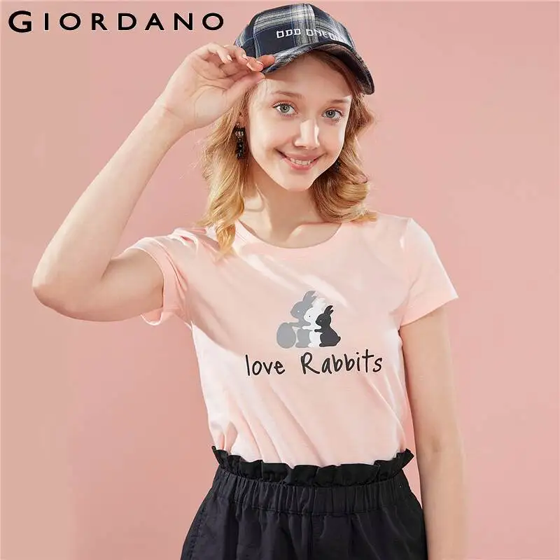 Giordano футболка с короткими рукавами и круглым вырезом воротника принтом животных