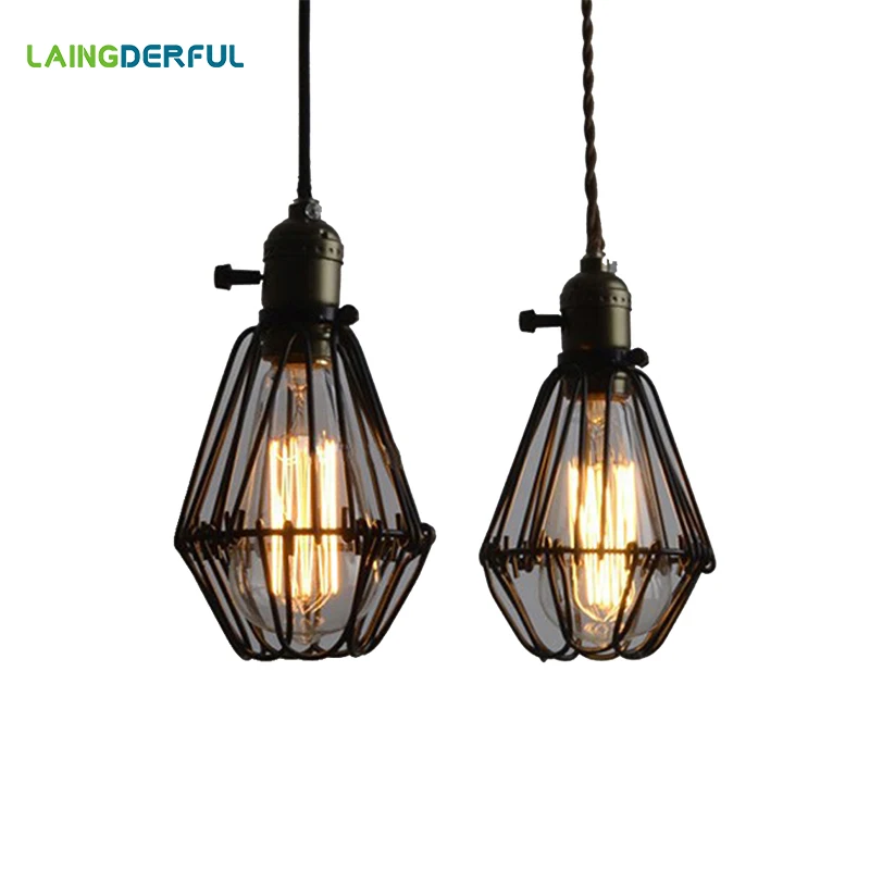

Industrial Decor Lamp Shade Edison Iron Vintage Retro Lampshade E27 Bulb Cage Lampshades Wire Metal Lamp Cover Abajur 190x100mm