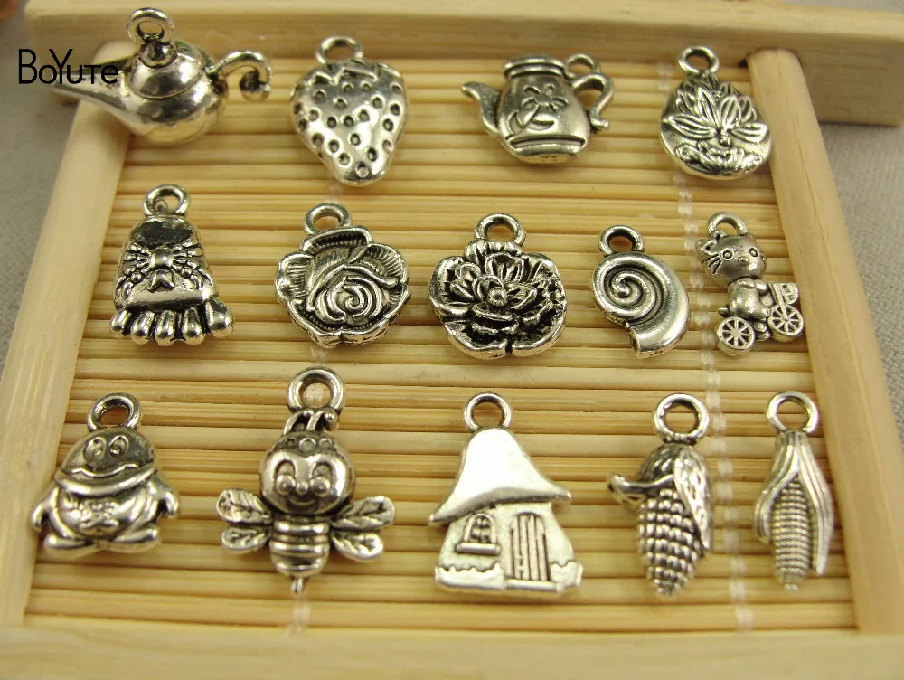 BoYuTe (100 шт./лот) тибетская серебряная клубника Роза Кукуруза чайник Lotus Conch
