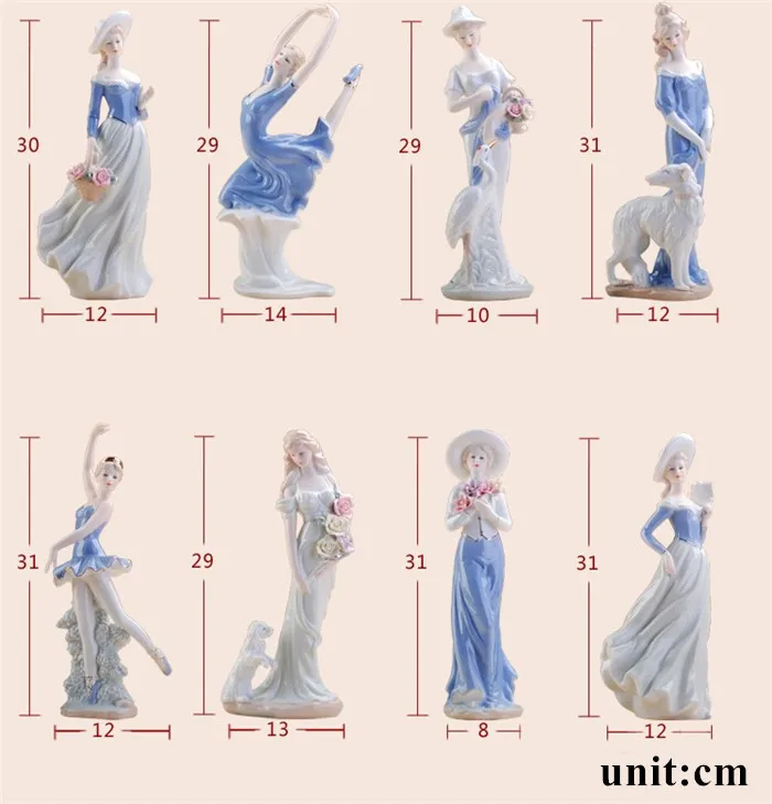 Изящная фарфоровая статуэтка ручной работы Элегантные западные женские