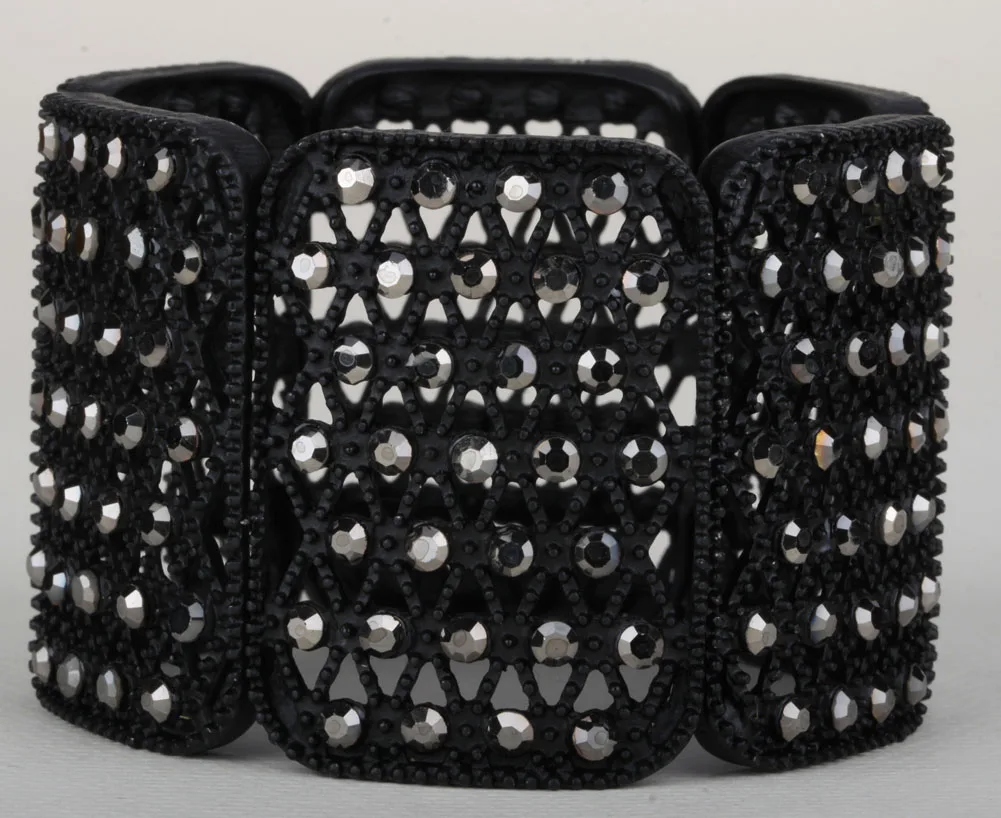 Черный стрейч браслет W Кристалл Ювелирные изделия Подарки для женщин D18 оптовая
