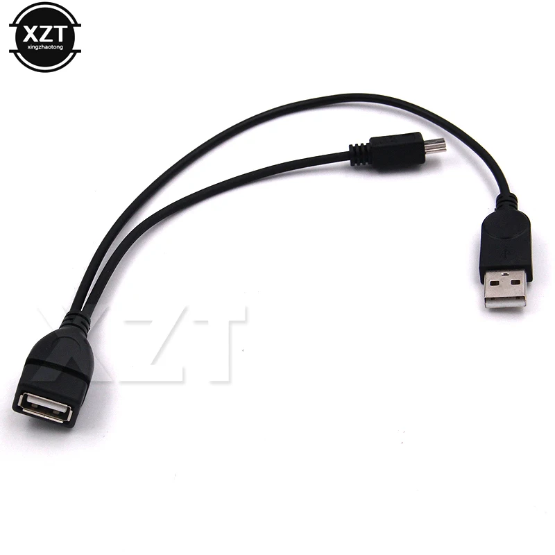 30 см мини B USB мужчина к USB Женский OTG+ USB кабель питания Y сплиттер кабель для MP3 MP4 плеер