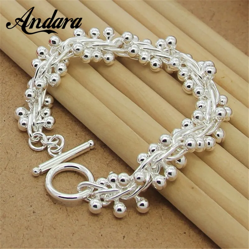 Женская цепочка из серебра 925 пробы с бусинами винограда|chain bracelet|bracelet fashionfashion bracelet |