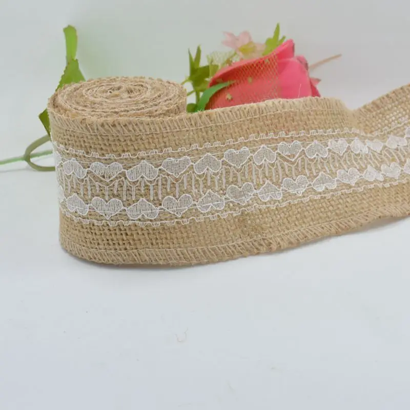 Оливковый Простой 100*5 см Джутовая Ткань кружево льняной рулон DIY Рождественское украшение ручной работы ремесла два цветочного узора Семейные эфирные - Цвет: Оливковый