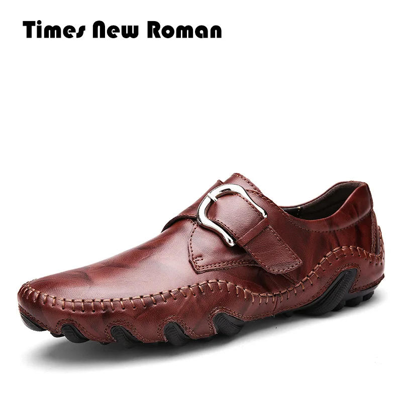 Times New Roman Fashion Autumn Style Soft Moccasins Men Loafers High Quality Genuine Leather Shoes Flats | Обувь