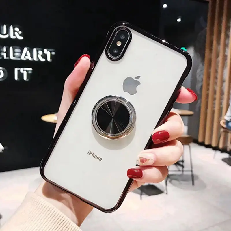 Чехол с подставкой для iphone XR XS MAX X 10 мягкий силиконовый прозрачный чехол 8plus 8 7 6 s
