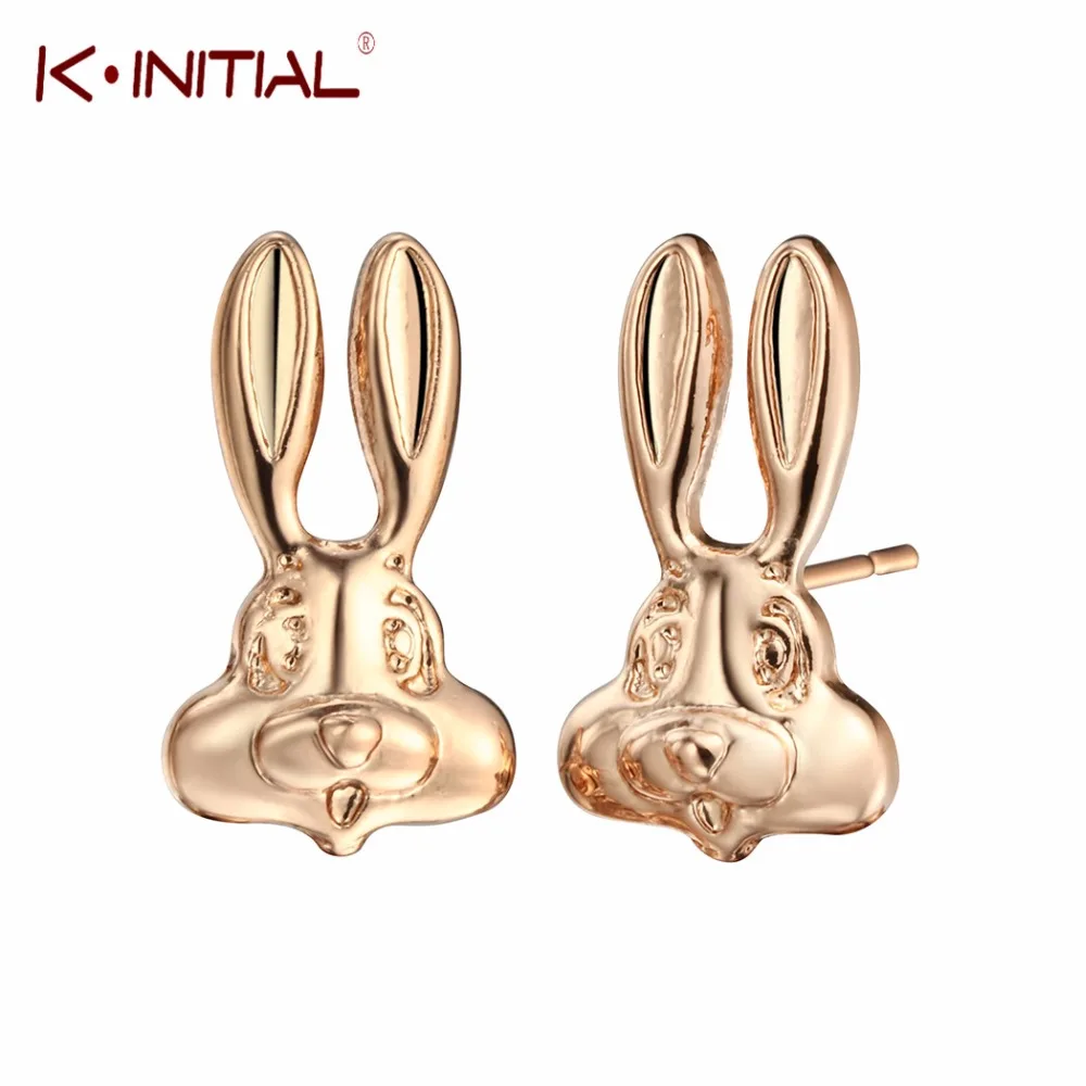 Серьги гвоздики Kinitial с изображением маленького кролика 2019|earings fashion jewelry|earrings