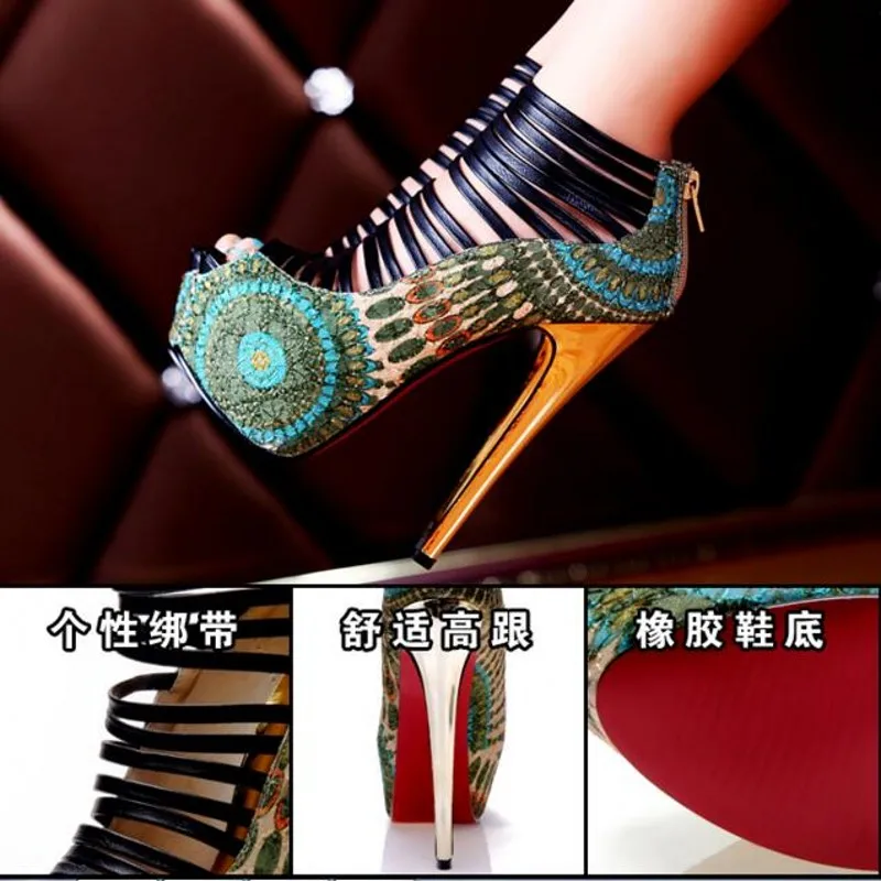 2018 Новая Мода Лето Женщины Сандалии Очень Высокие Каблуки 16 см удивительные