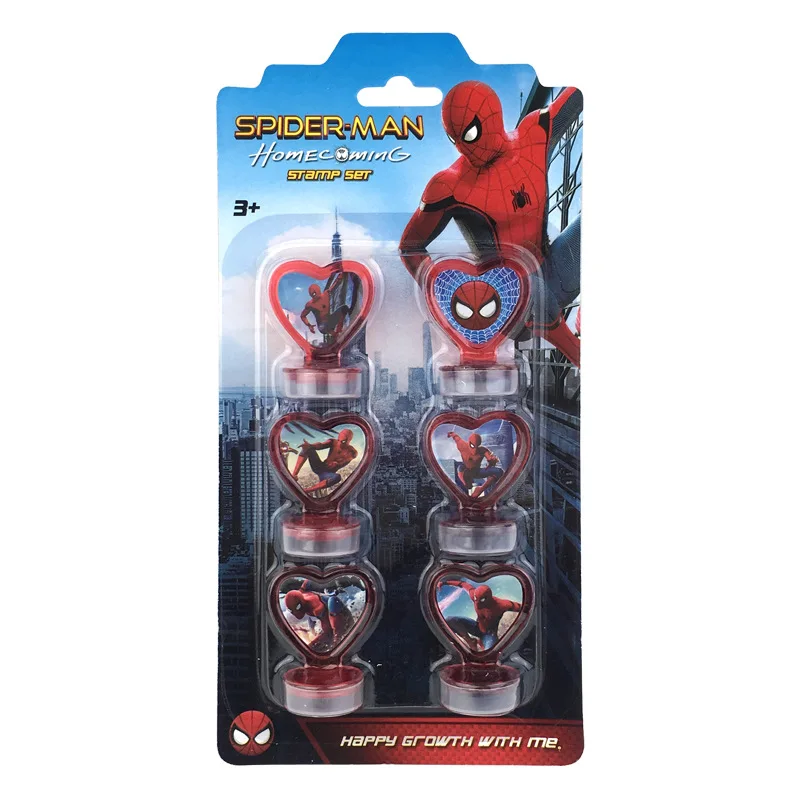 Disney 6PCS Frozen Princess Aisha Spiderman cartoon stamped children's toy seal Drawing tools art supplies toys gift | Игрушки и