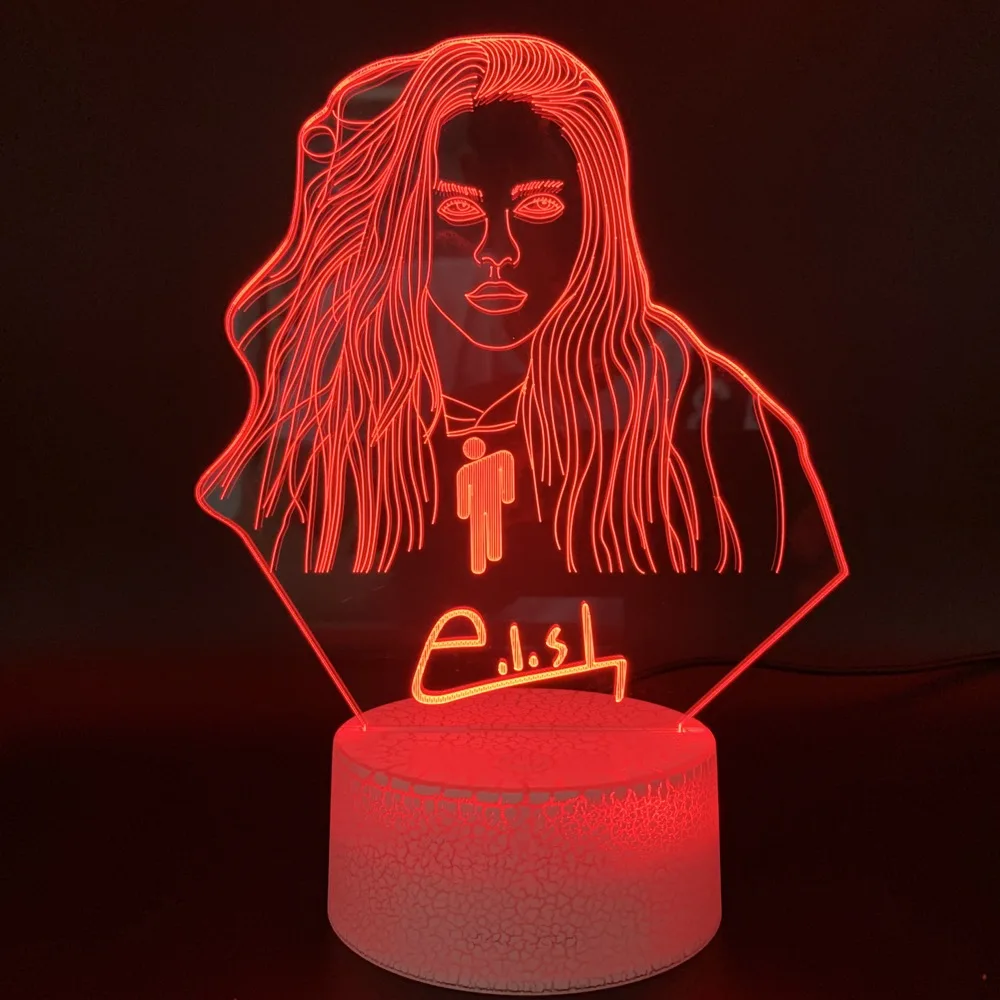 Новинка огни Billie Eilish рисунок офисный домашний декор настольная лампа дропшиппинг вентиляторы подарок на заказ 3D иллюзия светодиодный ночник лампа