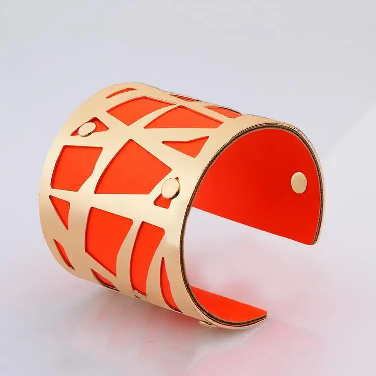 18K Gold Plated Модные браслеты-манжеты для женщин, ювелирные изделия для девушек, золотой цвет, цветные браслеты, новые винтажные ювелирные изделия s0012 - Окраска металла: 18K Gold Plated
