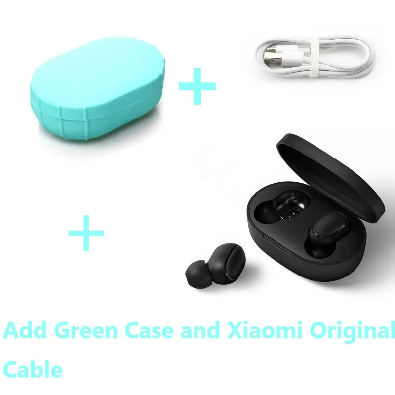 Xiaomi Redmi AirDots True Беспроводные bluetooth 5,0 наушники DSP активная шумоподавление гарнитура с микрофоном наушники - Цвет: Green Add Cable Set5