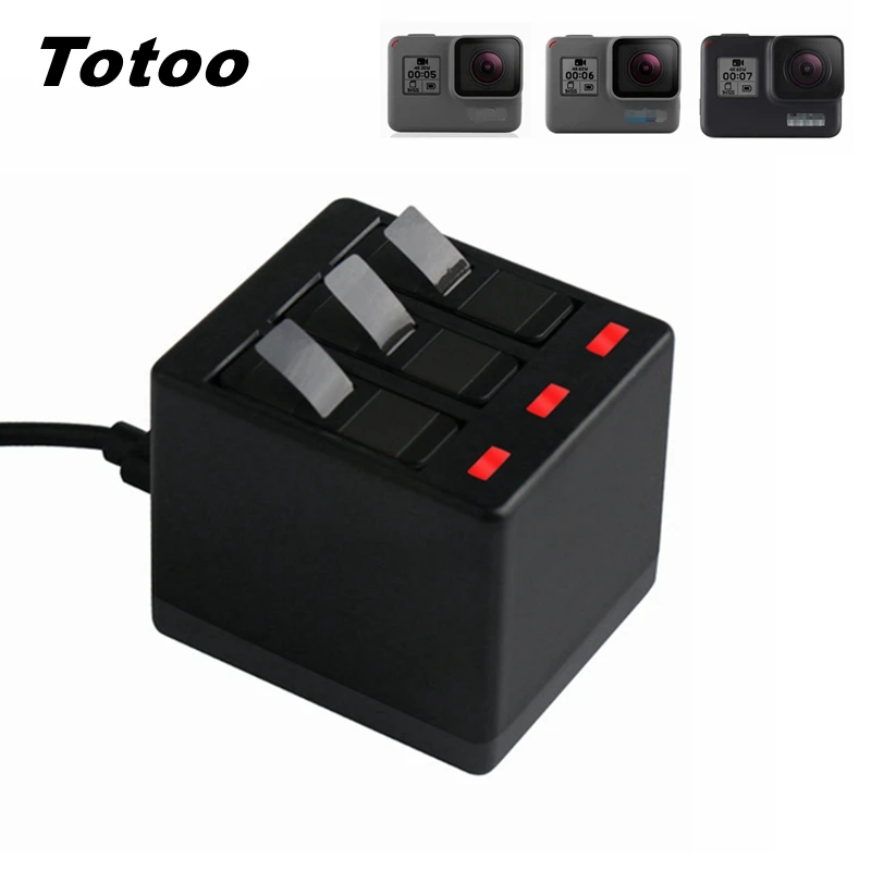 2/3 шт 1250mAh HERO Battery + 2018 Digital Three Charger для Go Pro GoPro Hero 5 6 7 Black Hero8 Charging Accessories|Чехлы