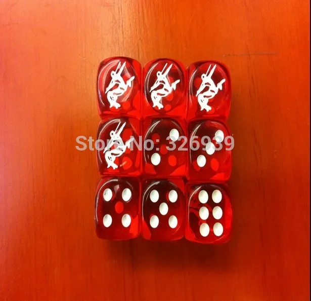 

14MM Transparent red logo dice Drink dice