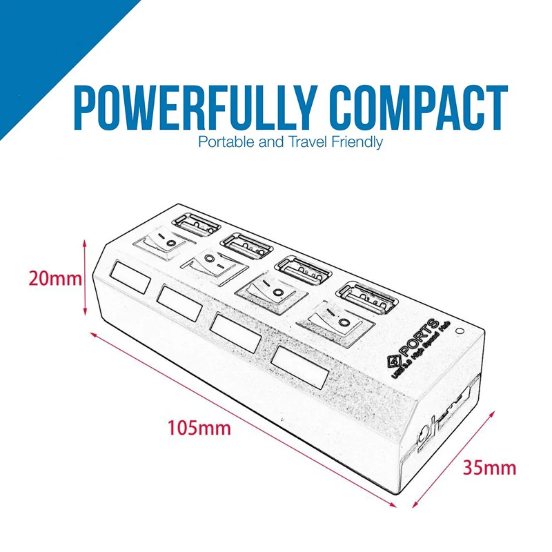 

4 Port USB Hub 3.0 High Speed EU/US/AU/UK Power Adapter Multi USB Splitter On/Off Switch USB 3.0 Hub For Tablet Laptop Computer