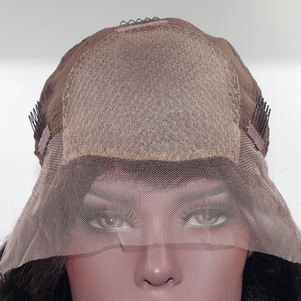 SimBeauty 4*4 Шелковый топ кружева передние человеческие волосы парики бразильские Remy натуральные волосы линии с челкой предварительно сорвал Полный челка парик ForWomen