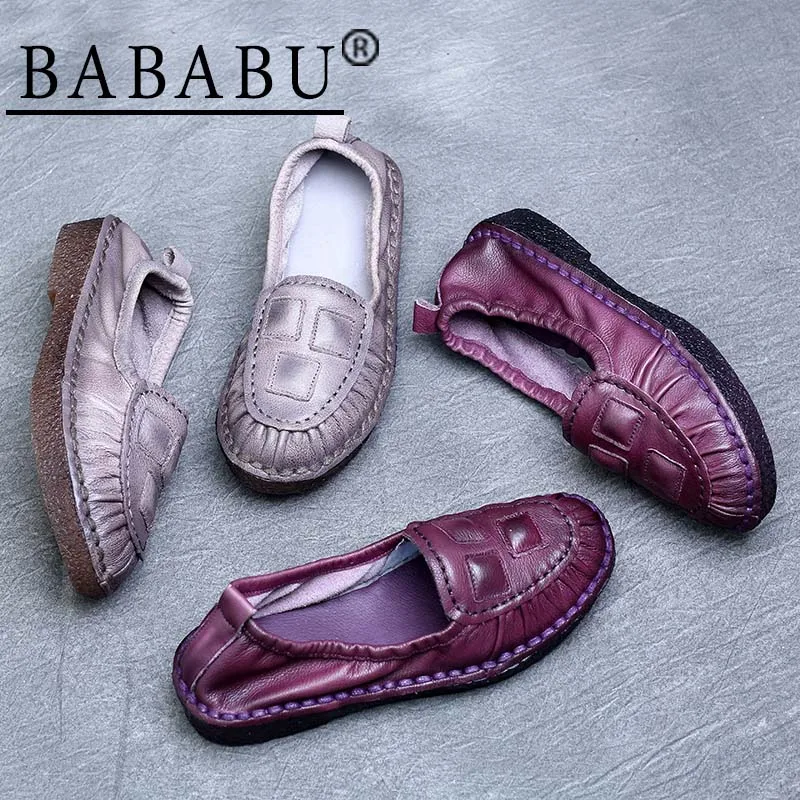 BABABU/Брендовая женская обувь на плоской подошве женские лоферы из натуральной