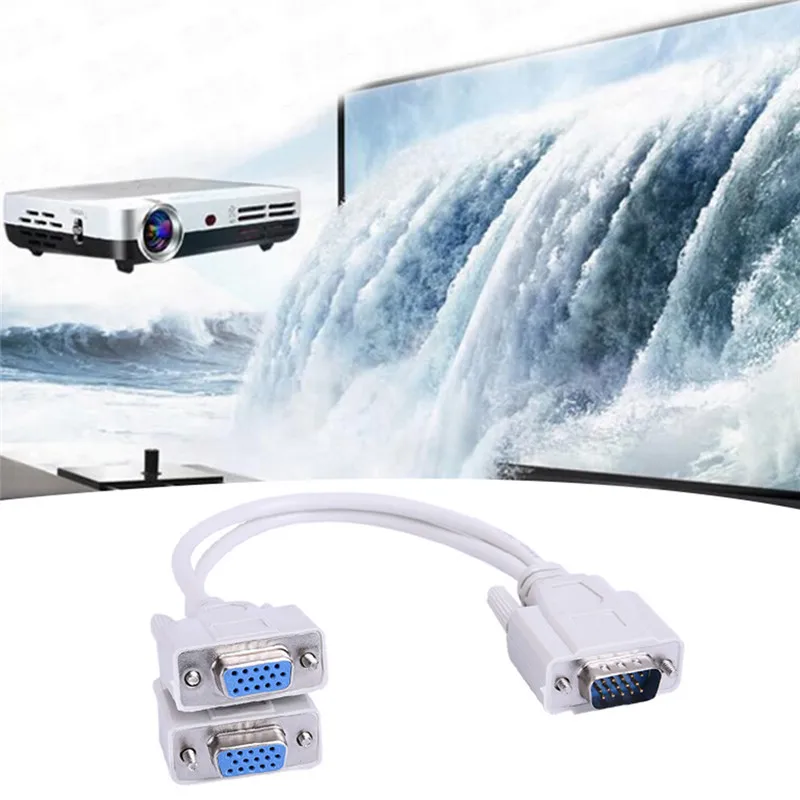 15 Pin VGA папа 2 Женский Y сплиттер Кабель SVGA монитор адаптер удлинитель конвертер