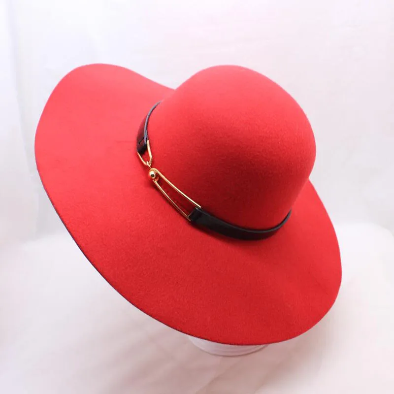 BING YUAN HAO XUAN шляпа Женская крыла широкая фетровая шляпа-котелок Fedora Floppy Sun Belt Cloche женская шапка большая шляпа