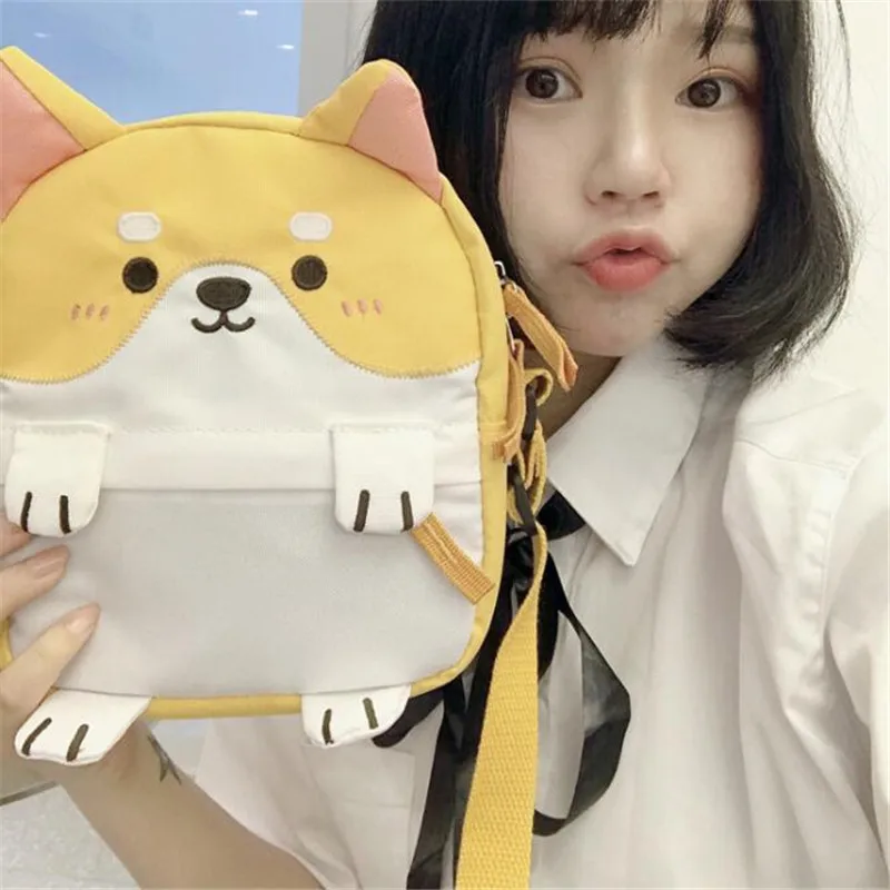 Shiba Inu Shoulder b Горячая новинка мультфильм девушка рюкзак милый Huskie Шиба ину горничной студенческий ранец одного плеча мешок груди пакет Смешные Необычные Рождество - Цвет: Shiba Inu Shoulder b