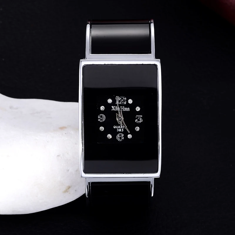 

2019 XIRHUA Fashion White Black Watches Women Stainless Steel Bracelet Bangle Luxury Rectangle Quartz Watches Relogios Feminino