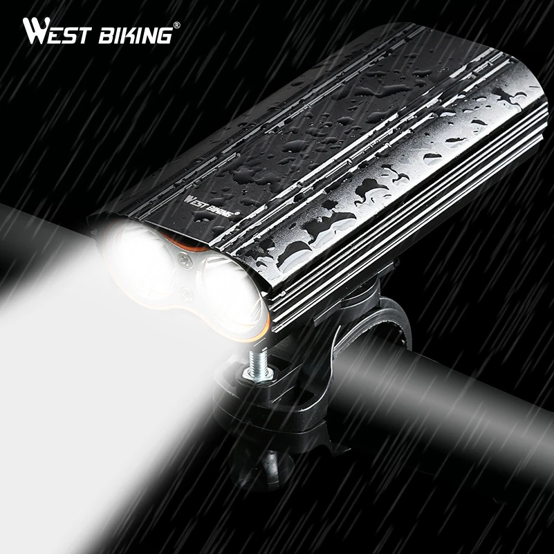 

WEST BIKING 2000 Lumens Bike Light Bicycle Headlight Waterproof 2*T6 LED BulbBracket USB Rechargeable Flashlight Bike Light