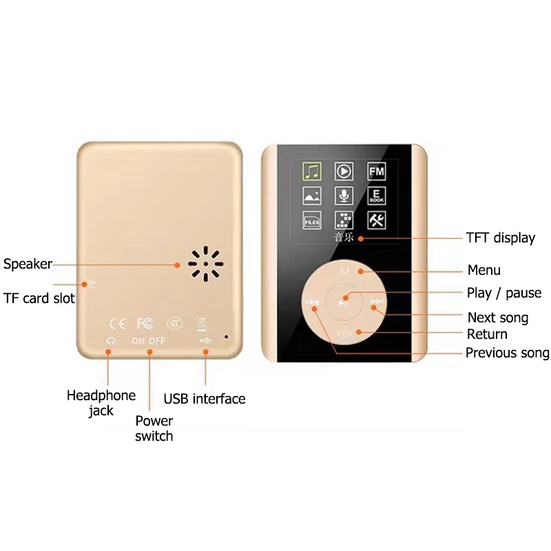 Portable Blutooth HIFI Sport MP3 LCD 3th Player 4GB 8GB 16GB Support TF Card Speaker with TXT FM Radio Audio Recorder | Электроника