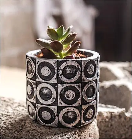 

Industrial style 3d vase silicone mold Multi - meat plant cement flower pots ceramic Circular pattern silica gel mould