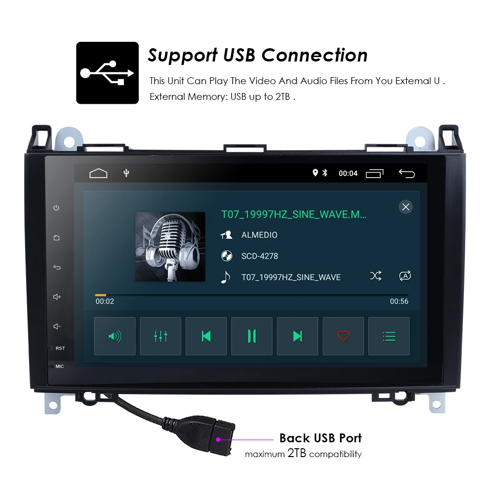 HD 2din Android 9.0 Car GPS Head unit for Mercedes Benz B200 A B Class W169 W245 Viano Vito W639 Sprinter W906 Bluetooth Radio | Автомобили
