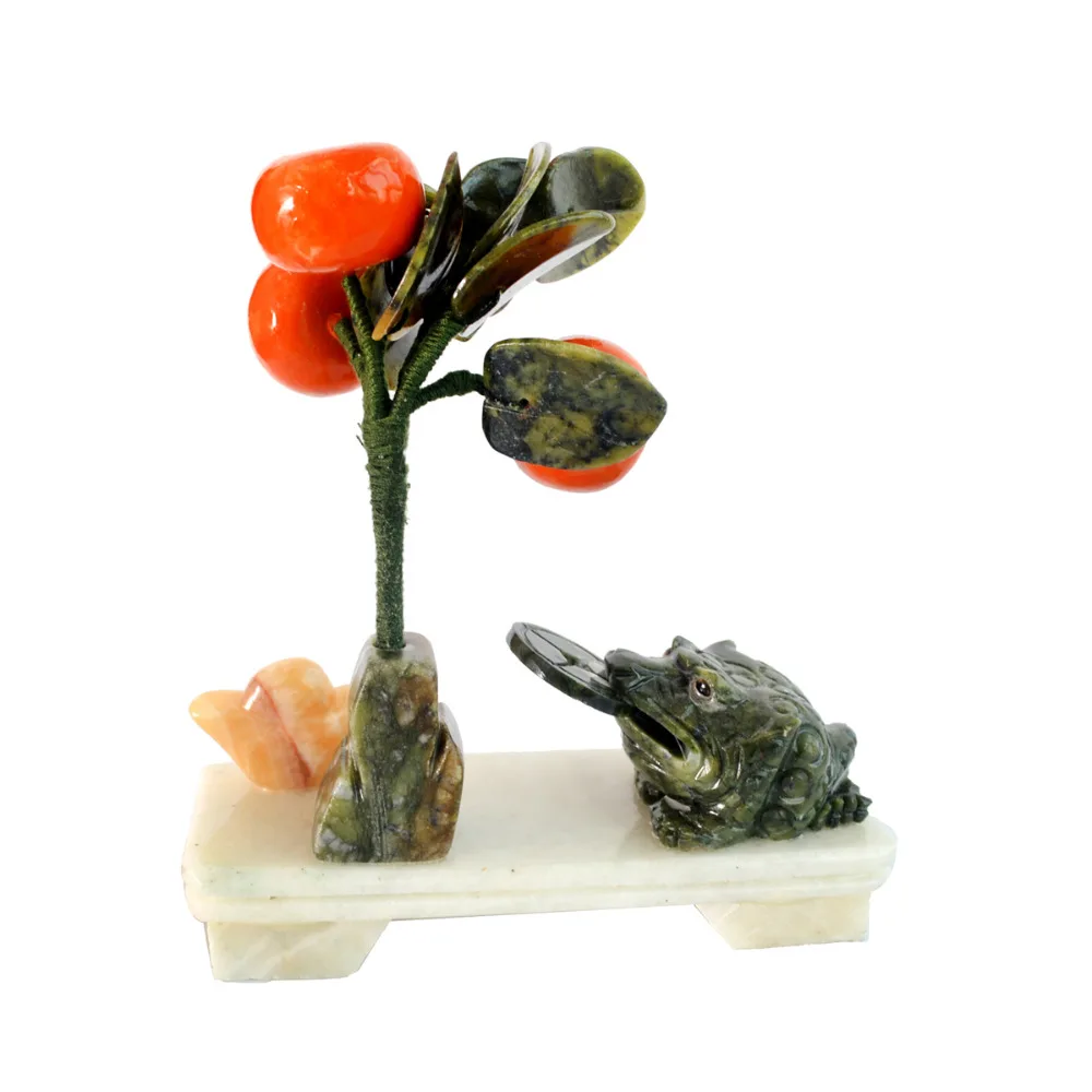 Фэн-шуй натуральный Нефритовый камень persimmon Plant W денежная жаба для удачи | Дом и