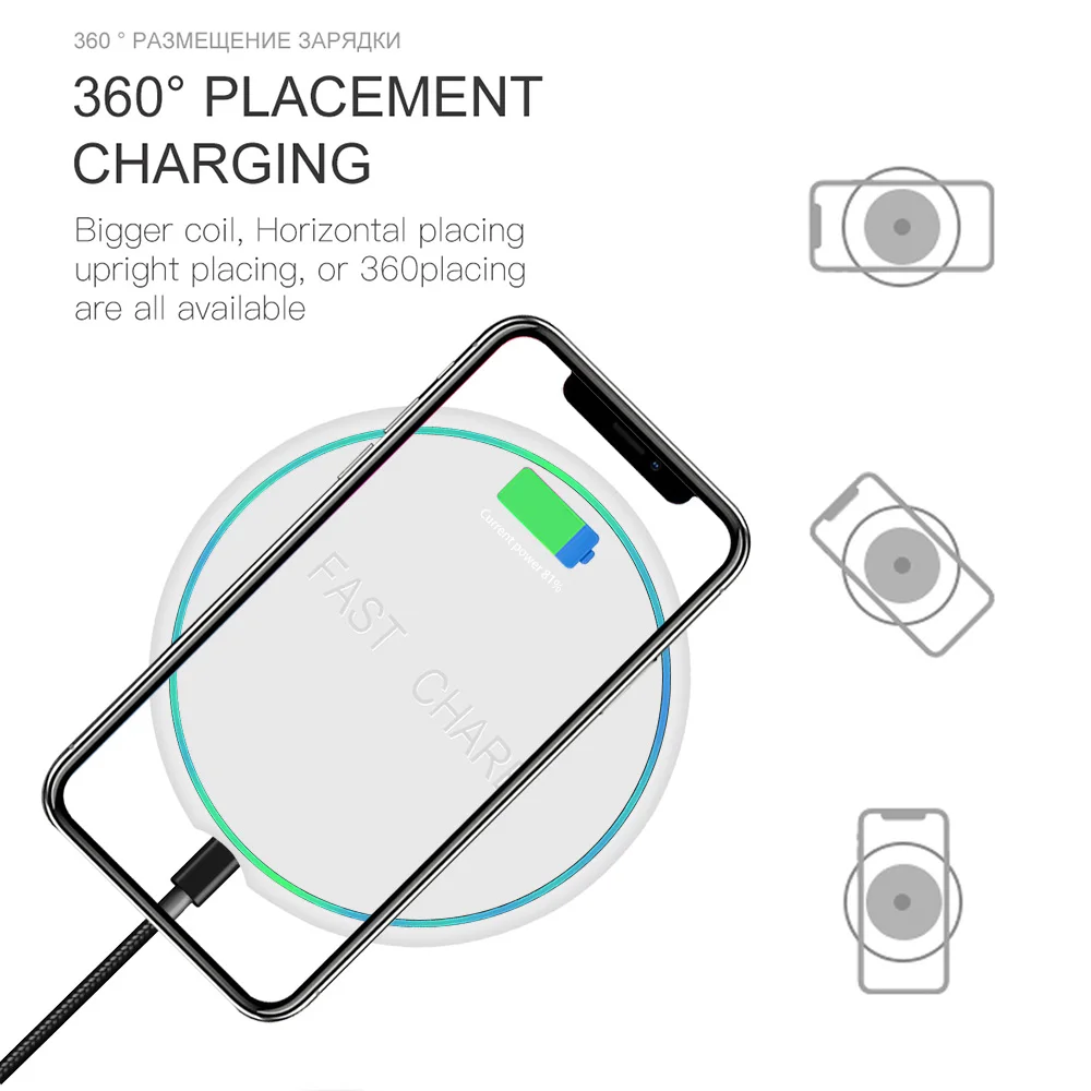 FDGAO Qi Беспроводное зарядное устройство для iPhone X Xs MAX XR 8 Plus 10 Вт Быстрая зарядка для samsung S8 S9 Note 9 8 USB смартфон зарядное устройство Pad