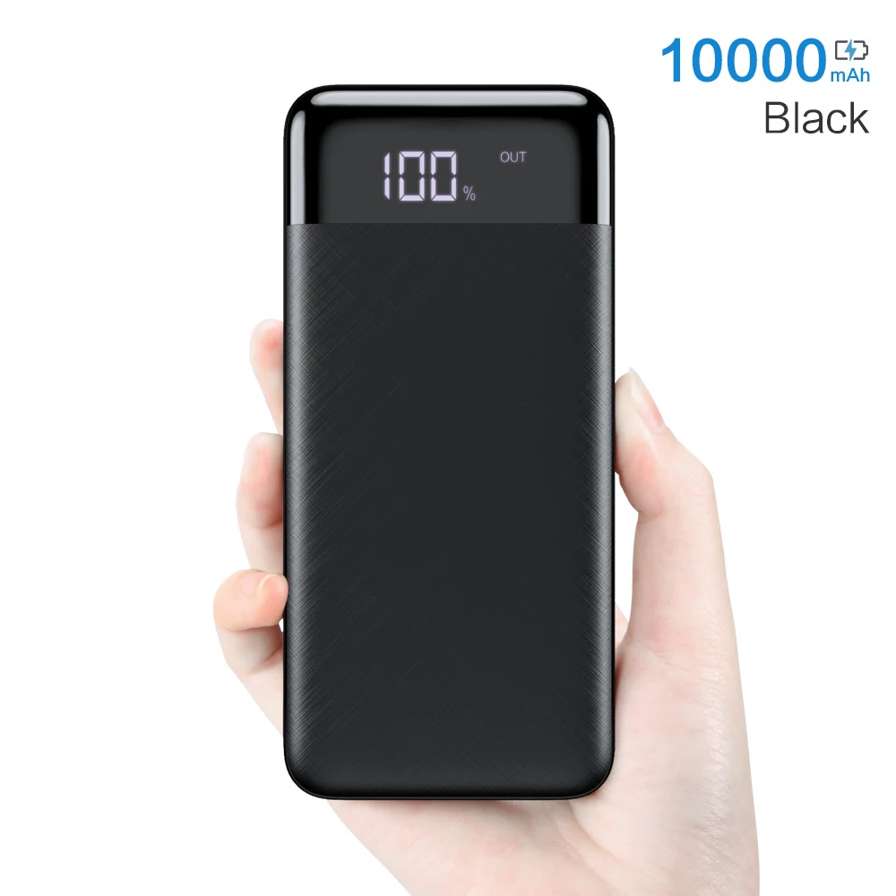FLOVEME 10000 мАч Внешний аккумулятор для iPhone Xiaomi mi 9 huawei внешний аккумулятор портативный mi ni Dual usb зарядка внешний аккумулятор - Цвет: Black