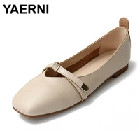 yaerni 2019 female shoes summer soft outsole womens flats pu leather black mary janes large size shoes for teenage girls flats