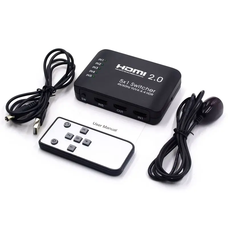 5x1 5 портовый 4K 60Hz UHD HDMI 2 0 Переключатель Селектор дистанционного HDCP HDR для PS4 Pro tv Xbox