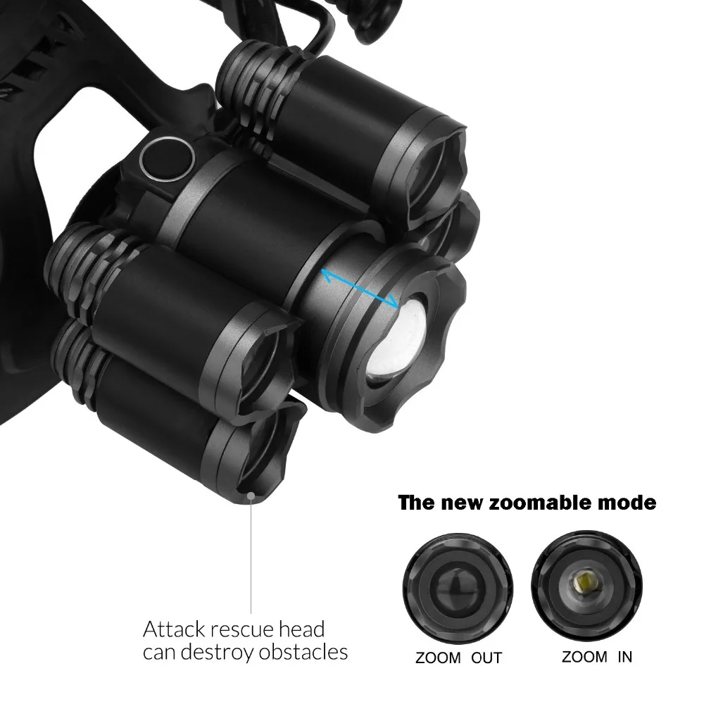 Светодиодные фары супер яркие 5 LED Высокий люмен перезаряжаемый масштабируемый